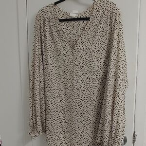 Pleione Black and White Polka Dot Blouse